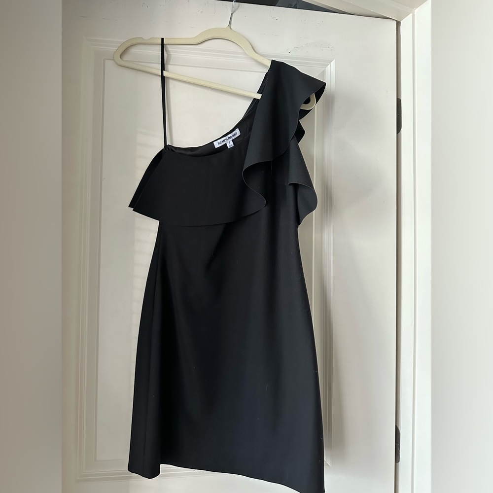 Elizabeth and James, Jerard One-Shoulder Ruffled Stretch-Ponte Mini
